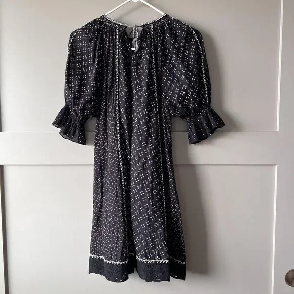ulla johnson black and white dress Ulla Johnson Lakshmi Eyelet Knit Dress in Noir S / Noir